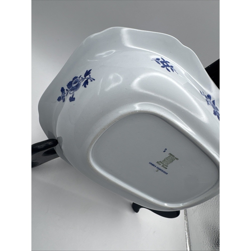 Copeland Spode Gloucester Oval Serving Bowl Blue Vegetable Side Flowers 9" Vtg - Picture 7 of 11